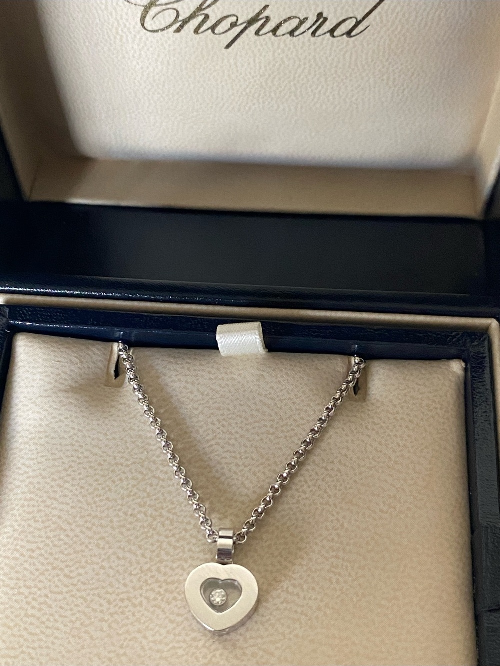 Chopard Silver Heart Pendant Necklace with Open Heart Detail